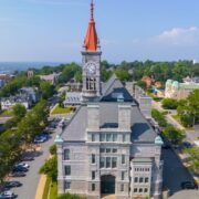 Fall River, MA courthouse on nice day